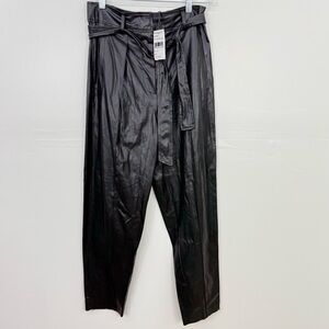 Blank NYC Off The Record Black Faux Leather Ankle Pants with Belt C7